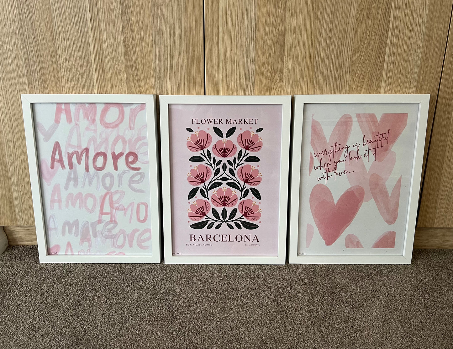 Pastel Hearts and Amore Set of 3 Print