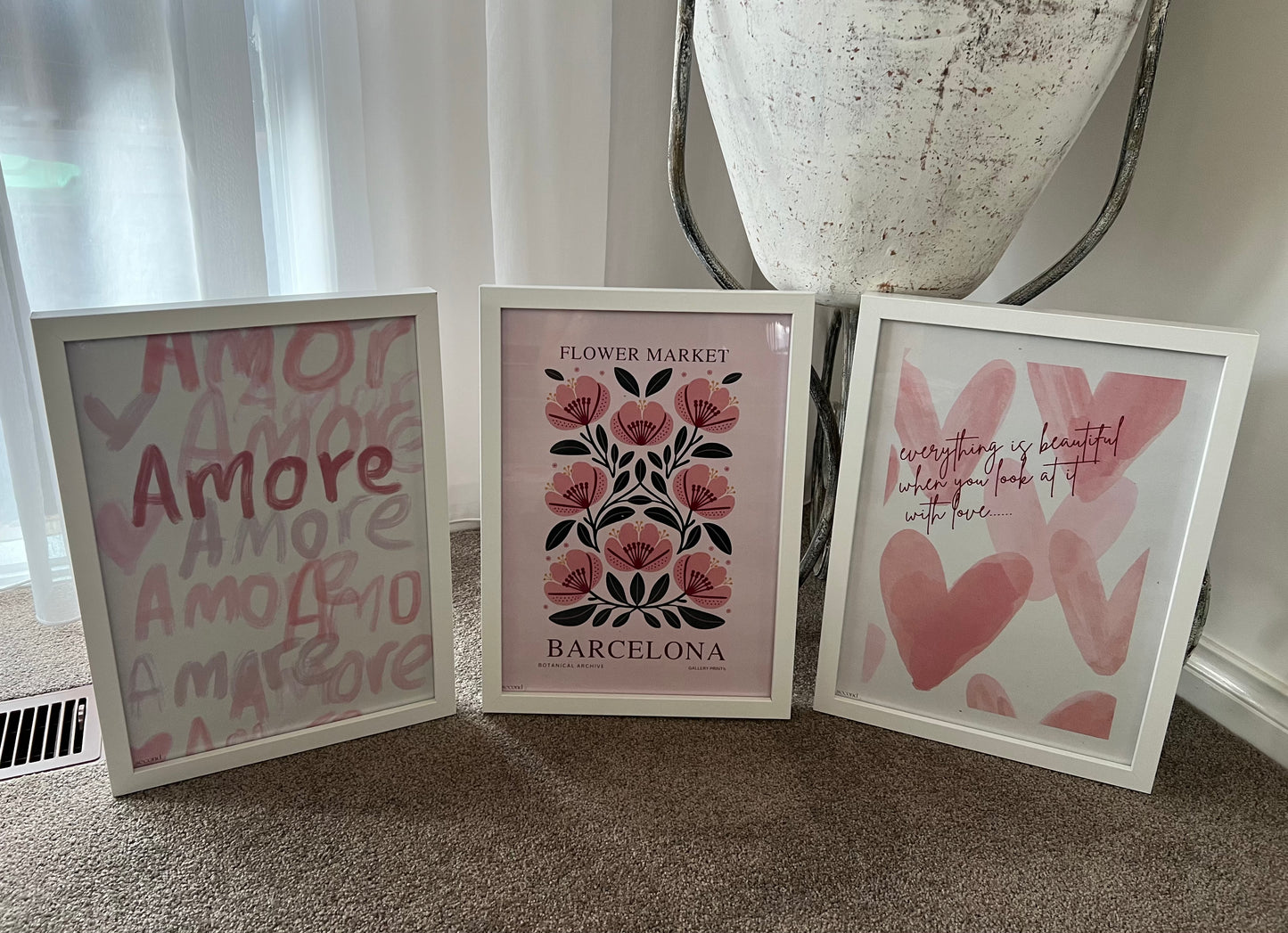 Pastel Hearts and Amore Set of 3 Print