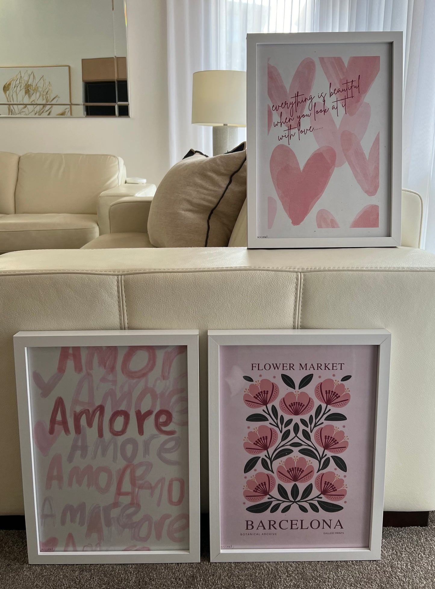 Pastel Hearts and Amore Set of 3 Print