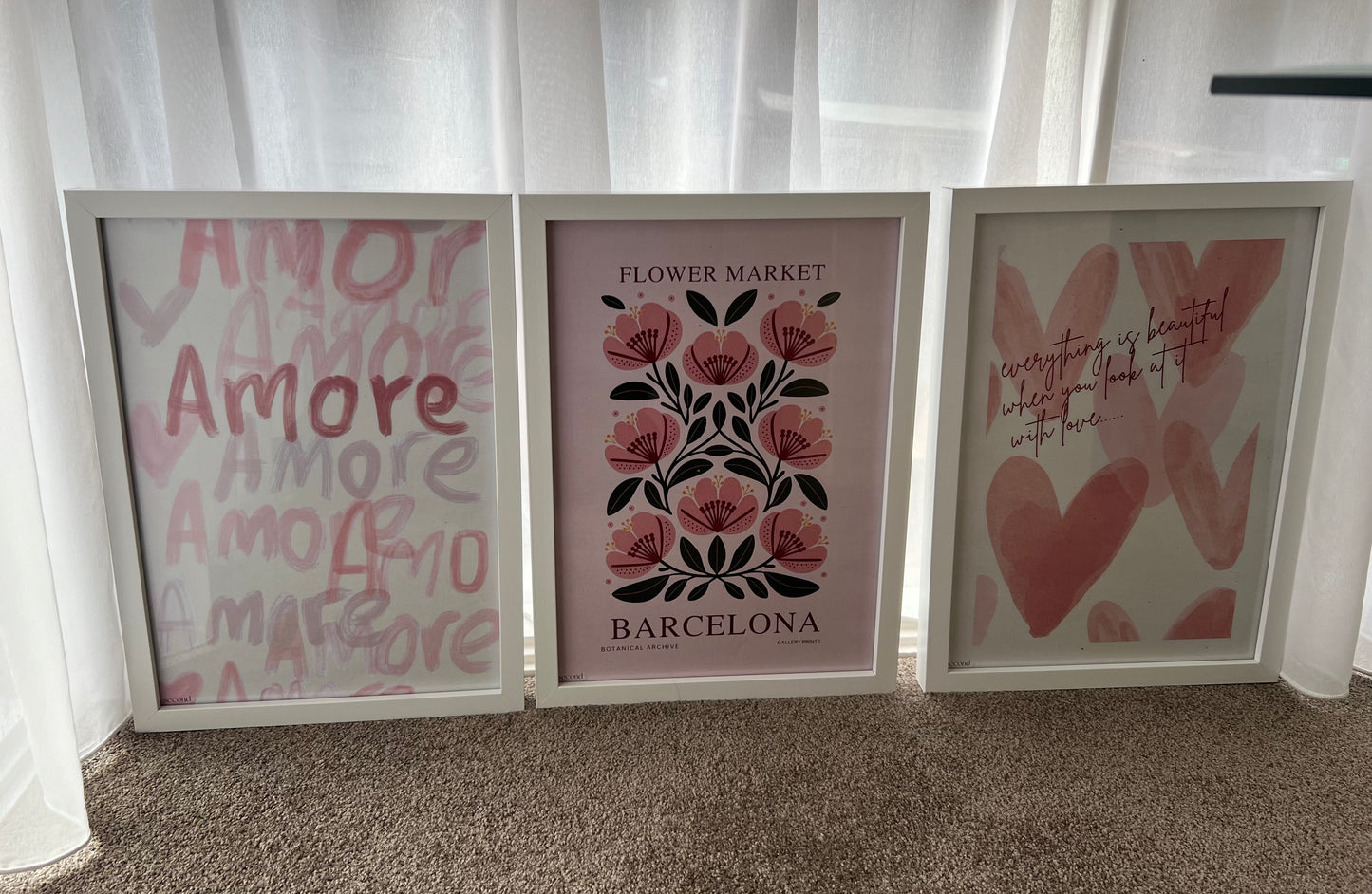 Pastel Hearts and Amore Set of 3 Print