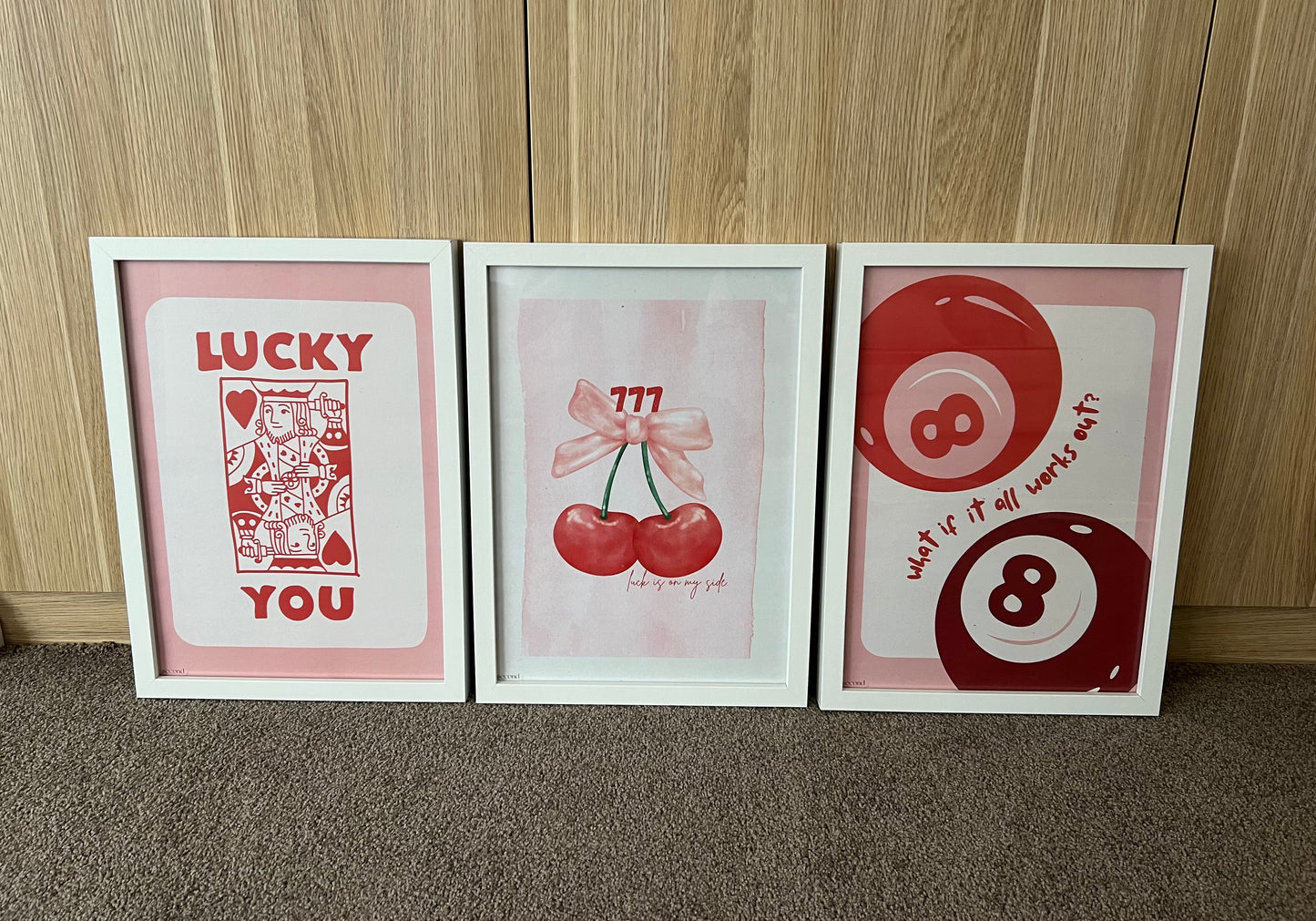 Lucky You Pastel Pink Set of 3 Print