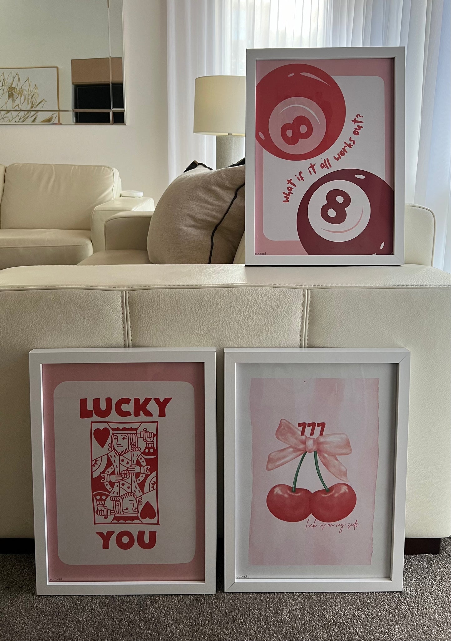 Lucky You Pastel Pink Set of 3 Print