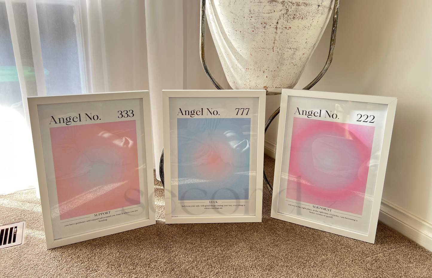 333, 777, 222 Angel Number Set of 3 Print