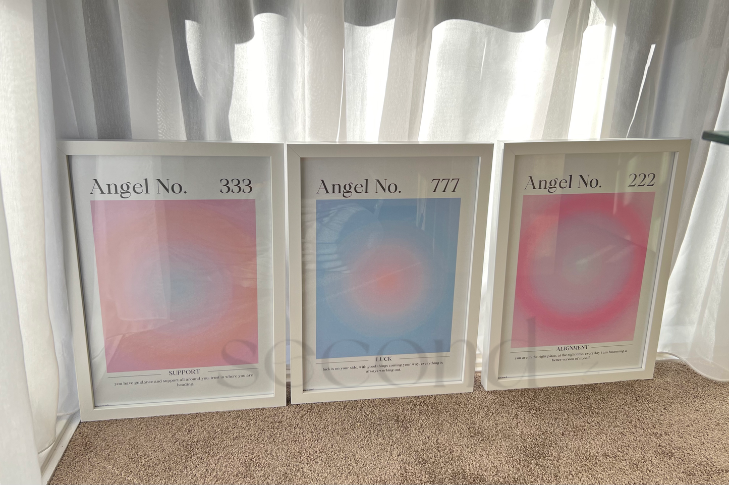333, 777, 222 Angel Number Set of 3 Print